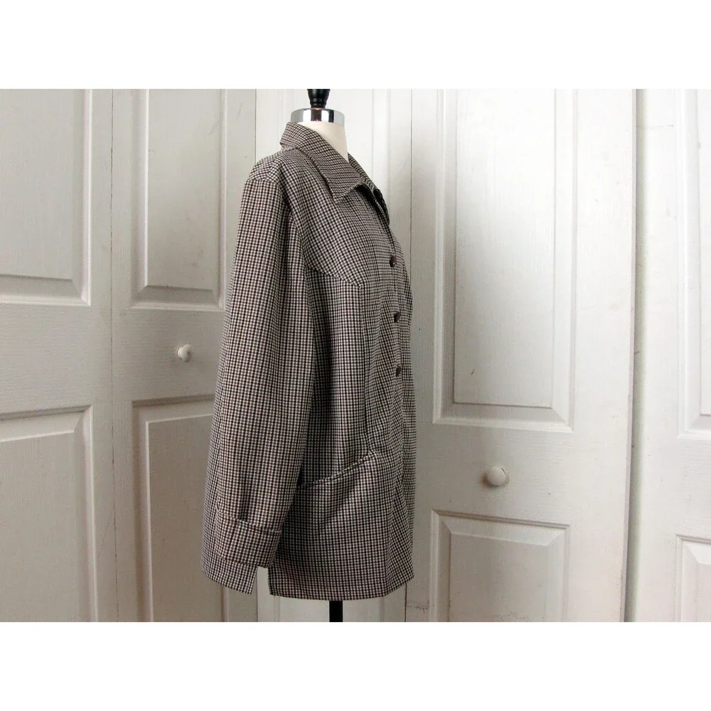 Vintage 70s Brown Plaid Check Jacket Ample Togs California Macys Size 42 NWT